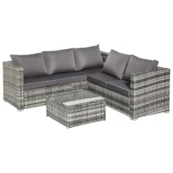 Merax Gartenlounge-Set Für 4-5 Personen, Gartenmöbel Set Polyrattan Sitzgruppe Balkonset Gartenlounge Mit Tisch Und Kissen Für Garten, Terasse Und Balkon, 181 X 181 X 66 Cm, Grau -Grünwelt Exporteren Garten-Winkel 00939ea094a3816ecba85a9526f1c416