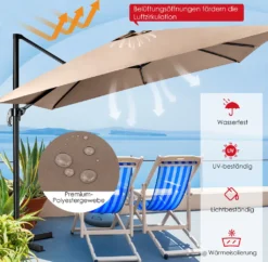 COSTWAY Sonnenschirm Ø300cm Ampelschirm, Terrassenschirm Neigbar, Gartenschirm Mit Kurbel & Gekreuzter Basis, Großer Regenschirm Für Gärten, Terrassen, Cafés, Strandschirm -Grünwelt Exporteren Garten-Winkel 00a70132aaa3113f0d5ad841f6eca59b
