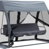 Outsunny Hollywoodschaukel Schaukelbank Gartenliege 3-Sitzer Mit Seitenwänden Grau 240x140x197cm