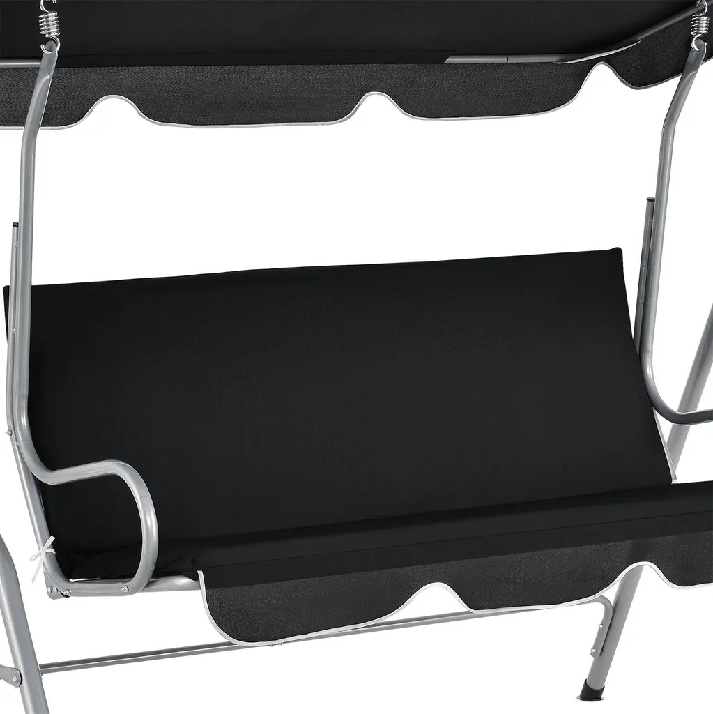 Juskys Hollywoodschaukel 3-Sitzer Mit Dach & Sitzauflage – Gartenschaukel 200 Kg Belastbar – Schaukelbank Für Garten & Terrasse - Schwarz 9 Juskys Hollywoodschaukel 3-Sitzer Mit Dach & Sitzauflage – Gartenschaukel 200 Kg Belastbar – Schaukelbank Für Garten & Terrasse - Schwarz – Bild 9