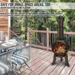 Jago® Terrassenofen Mit Funkenfluggitter - Aus Gußeisen Im Klassischen Design, 108cm Hoch, Inklusive Schürhaken, Funkenschutz - Vintage Gartenofen, Rustikaler Look, Gartenkamin, Feuerstelle, Feuerkorb -Grünwelt Exporteren Garten-Winkel 025d871e2f92163510eefbfb81c9b2ab