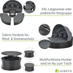 Juskys 2in1 XXL Polyrattan Sonneninsel & Sitzgruppe Puerto Plata – Set Mit Dach, Kissen, Tisch Und Hockern – Liegeinsel Lounge Wetterfest Garten 15 Juskys 2in1 XXL Polyrattan Sonneninsel & Sitzgruppe Puerto Plata – Set Mit Dach, Kissen, Tisch Und Hockern – Liegeinsel Lounge Wetterfest Garten -Grünwelt Exporteren Garten-Winkel 0280890aba49ca4f0d6968d274737e23