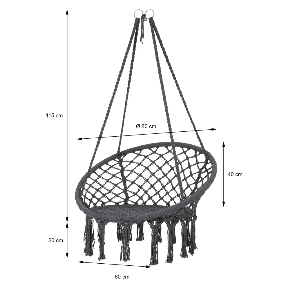 KOOPMANN 17523181 Hängesessel Im Boho-Style Ø80cm - 5 KOOPMANN 17523181 Hängesessel Im Boho-Style Ø80cm - – Bild 5