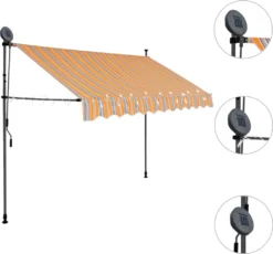 VidaXL Einziehbare Markise Handbetrieben Mit LED 300 Cm Gelb Blau -Grünwelt Exporteren Garten-Winkel 02c5c7909d357cb0c895a31ee92d08e7