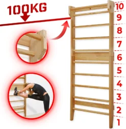 Physionics® Sprossenwand Aus Holz - Für Kinder Und Erwachsene, 195x80x14cm,100kg Max- Kletterwand, Turnwand, Klettergerüst -Grünwelt Exporteren Garten-Winkel 0346a05c97b2c7477e61e2f098b94427