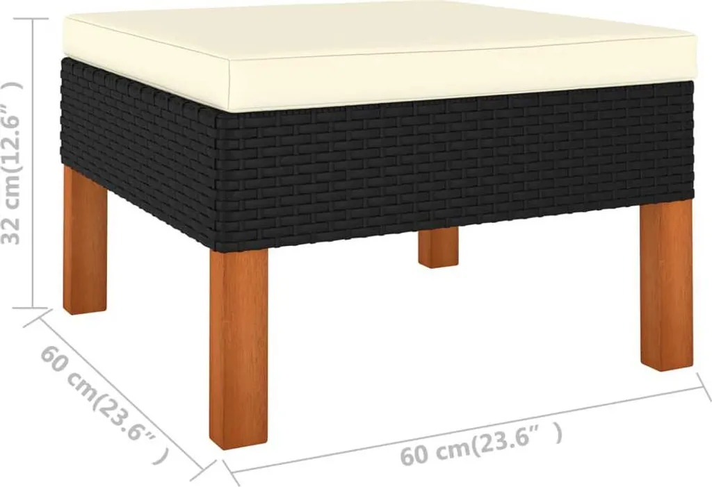 VidaXL 4-tlg. Garten-Lounge-Set Mit Kissen Poly Rattan Schwarz 8 VidaXL 4-tlg. Garten-Lounge-Set Mit Kissen Poly Rattan Schwarz – Bild 8