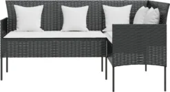 VidaXL Sofa In L-Form Mit Kissen Poly Rattan Schwarz -Grünwelt Exporteren Garten-Winkel 059649b227a1f34e5539090f1e919d33