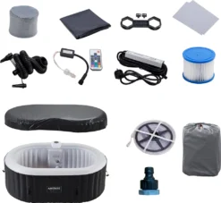 AREBOS Whirlpool Mit LED Beleuchtung, Aufblasbar, In- & Outdoor,190x120 Cm Oval, 2 Personen, 90 Massagedüsen, Mit Heizun, 550 Liter, Inkl. Abdeckung 22 AREBOS Whirlpool Mit LED Beleuchtung, Aufblasbar, In- & Outdoor,190x120 Cm Oval, 2 Personen, 90 Massagedüsen, Mit Heizun, 550 Liter, Inkl. Abdeckung -Grünwelt Exporteren Garten-Winkel 05fb87bf265a9d2f6bb68b3cae879e80