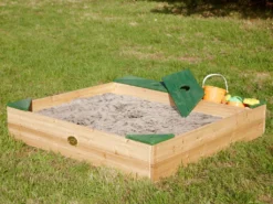 AXI Sandkasten Amy Aus Holz Mit Abdeckplane In Braun & Grün | Sand Kasten Mit Abdeckung Für Kinder Mit Sitzbank, Sitzecken & Stauraum | 115 X 115 Cm -Grünwelt Exporteren Garten-Winkel 062583c4ad61f2e620f20a76181e8037