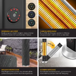 KESSER® Standheizstrahler Infrarot Stand Heizstrahler Inkl. Schutzhülle Wärmestrahler Terrasse Infrarotstrahler Turmheizstrahler 2000 Watt Terrassenstrahler Standheizung Mit Fernbedienung, Farbe:Silber 11 KESSER® Standheizstrahler Infrarot Stand Heizstrahler Inkl. Schutzhülle Wärmestrahler Terrasse Infrarotstrahler Turmheizstrahler 2000 Watt Terrassenstrahler Standheizung Mit Fernbedienung, Farbe:Silber -Grünwelt Exporteren Garten-Winkel 064b5ea19cc51eef14913fccbe5d0b1d