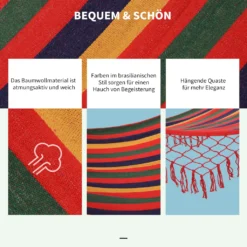 Outsunny Stabhängematte Hängematte Wetterfest UV-beständig 2 X 1 M Bis 120 Kg Baumwoll-Polyester-Mischung Bunt -Grünwelt Exporteren Garten-Winkel 06fe26021987927c796a1a4bf75c6582