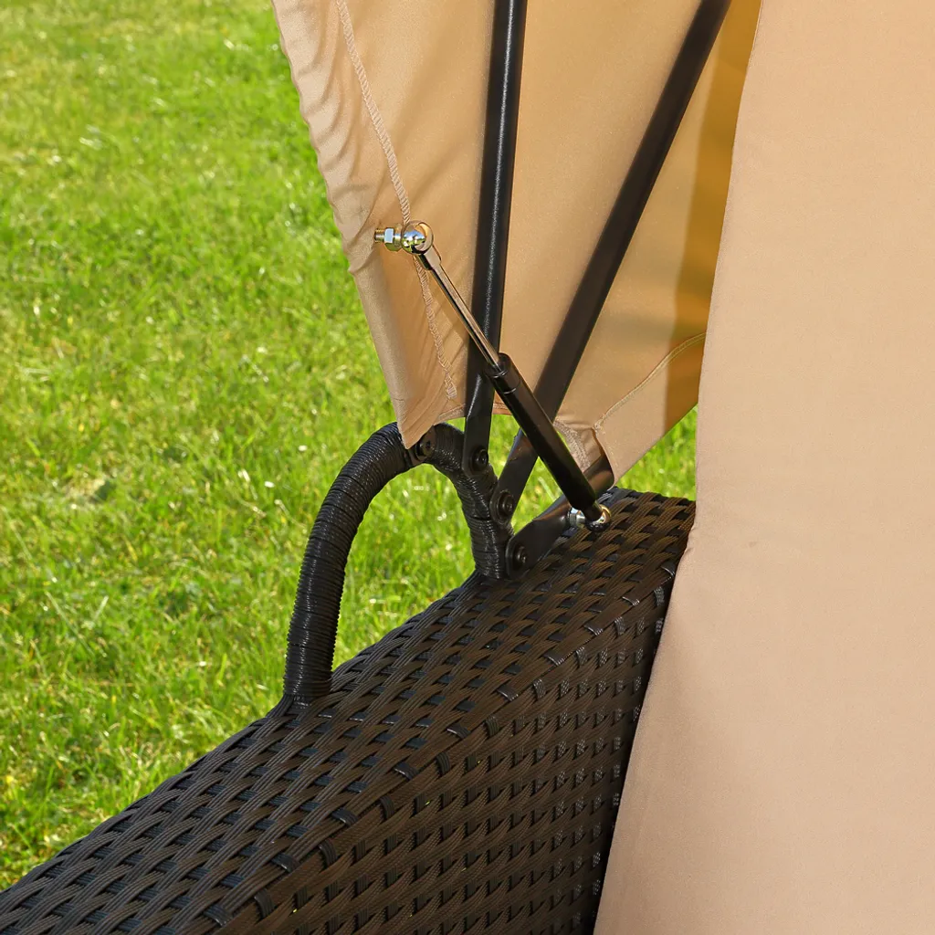 Mucola Sonnenbett Strandkorb Sonnenliege Rattan Bett Inkl. Dach Rattan - Schwarz Rattan Dach Rattan Strandkorb Liegebett Relaxliege 7 Mucola Sonnenbett Strandkorb Sonnenliege Rattan Bett Inkl. Dach Rattan - Schwarz Rattan Dach Rattan Strandkorb Liegebett Relaxliege – Bild 7