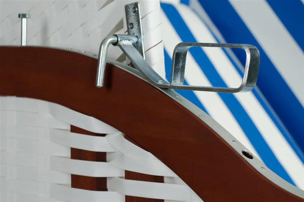 DeVries Strandkorb Profi Ostsee Fehmarn PE White Des.991 Blau- Weiß 4 DeVries Strandkorb Profi Ostsee Fehmarn PE White Des.991 Blau- Weiß – Bild 4