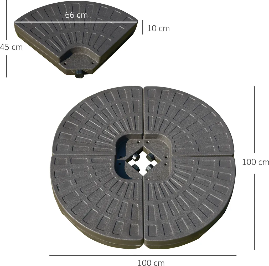 Outsunny Schirmgewicht 4-tlg. Schirmständer Mit 17 Kg Wasser Oder 25 Kg Sand Befüllbar HDPE Kaffee 100 X 100 X 10,5 Cm 2 Outsunny Schirmgewicht 4-tlg. Schirmständer Mit 17 Kg Wasser Oder 25 Kg Sand Befüllbar HDPE Kaffee 100 X 100 X 10,5 Cm – Bild 2