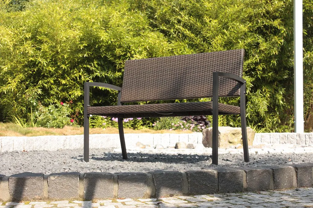 Garden Pleasure Parkbank Sanremo Rattan Optik Garten Bank Sitzbank Möbel Coffee 2 Garden Pleasure Parkbank Sanremo Rattan Optik Garten Bank Sitzbank Möbel Coffee – Bild 2