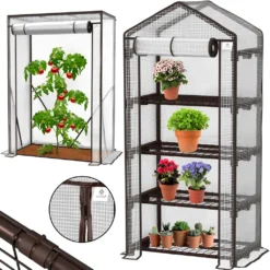 KESSER® Premium Tomatengewächshaus Foliengewächshaus, Gewächshaus Klein, Tomatenhaus, Treibhaus Mit Tür Zum Aufrollen - 100 X 50 X 150 Cm Frühbeet, Gemüse, Blumen, Obst, Garten, Farbe:Transparent, Größe:100 X 50 X 150 Cm