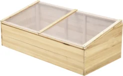 Outsunny Gewächshaus Holz Frühbeet Frühbeetkasten Treibhaus Garten & Pflanzkasten-System Für Garten Balkon, 100 X 50 X 35 Cm, Natur, Tanne, PC-Platte