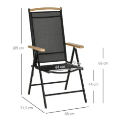 Outsunny 2er-Set Klappstuhl Gartenstuhl Klappbar Mit Rückenlehne Armlehne Für Garten Balkon Terrasse Mesh Stoff Aluminium Schwarz 71,5 X 68 X 109 Cm -Grünwelt Exporteren Garten-Winkel 0a20ddf6746b0819764895a3cf072697