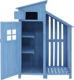 Merax Gerätehaus Gartenschrank 124x53 Cm Gerätehaus Holz Geräteschuppen Mit Spitzdach Und Einlegeböden, Blau -Grünwelt Exporteren Garten-Winkel 0a22802cdd0dbf0bff2b4bb70da872a3