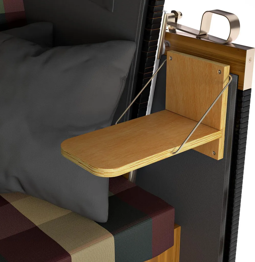 Sanzaro Strandkorb XL120 Cm Deluxe Zweisitzer Holz Und Poly-Rattan Volllieger 4 X Kissen Klappbare Rückenlehne 2 Personen Rot-Beige-Grün Karo 4 Sanzaro Strandkorb XL120 Cm Deluxe Zweisitzer Holz Und Poly-Rattan Volllieger 4 X Kissen Klappbare Rückenlehne 2 Personen Rot-Beige-Grün Karo – Bild 4