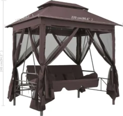 VidaXL Pavillon Umwandelbare Schaukelbank Kaffeebraun -Grünwelt Exporteren Garten-Winkel 0ab58d4df251601bf59e9f27759bbbe0