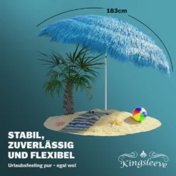 Kingsleeve Sonnenschirm Hawaii Ø 160 Cm Neigbar Höhenverstellbar Wasserabweisend Erdspieß Mehrfarbig Bastschirm Hawaiischirm Strandschirm Strandsonnenschirm, Farbe:blau - Blue - Bleu -Grünwelt Exporteren Garten-Winkel 0aec40e142658cd588daa1d79fe3adf3