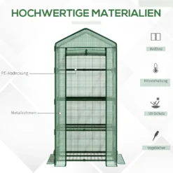 Outsunny Mini-Gewächshaus Anzuchtgewächshaus Mit Folienabdeckung Und 4 Regalböden Regale Rolltür Gemüsebeet Grün 69 X 49 X 158 Cm -Grünwelt Exporteren Garten-Winkel 0b00dd9bf46e6bf2a2141beaa7f57dce