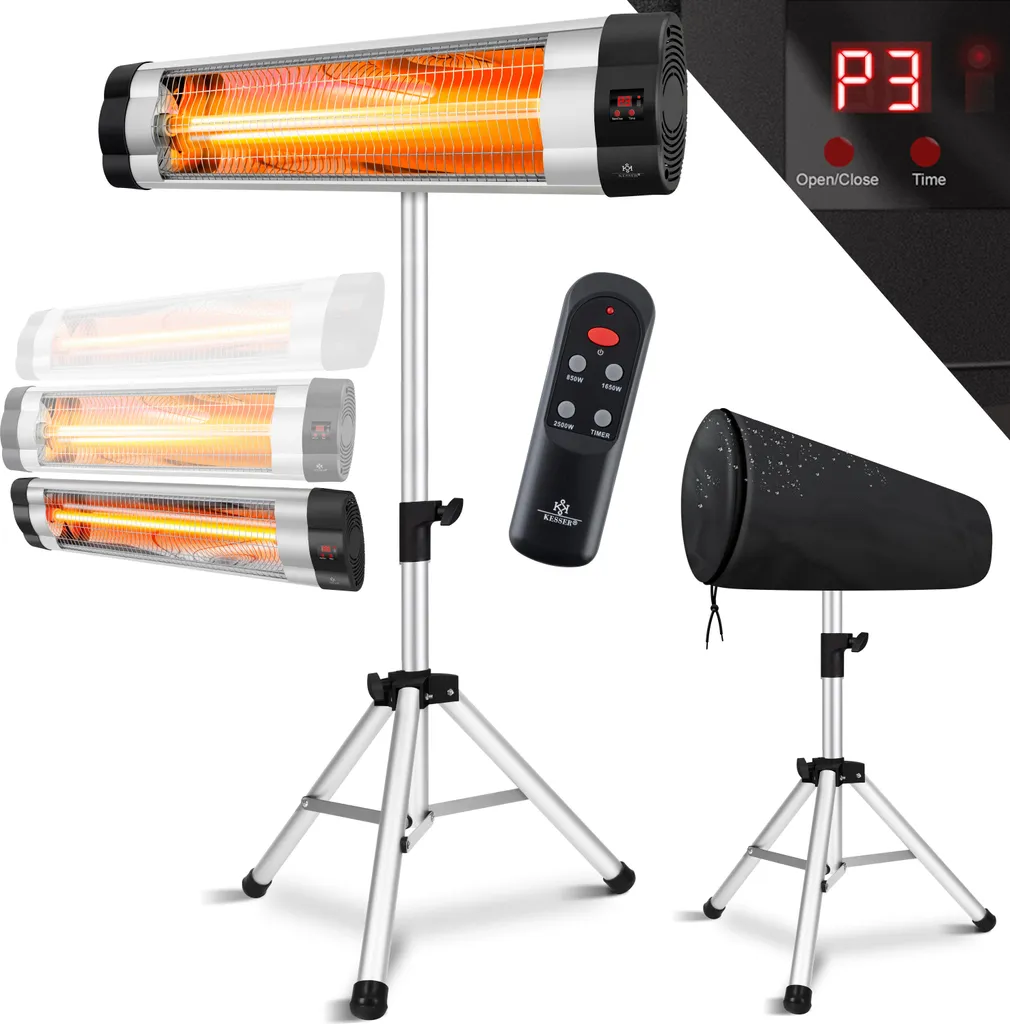 KESSER® Infrarotstrahler Heizstrahler Terrassenstrahler 2500W Mit Fernbedienung Inkl. Schutzhülle Höhenverstellbarem Teleskopstativ Wickeltischstrahler Terrassenheizer Quarzstrahler Infrarot, Leistung:2500W Mit Fernbedienung 1 KESSER® Infrarotstrahler Heizstrahler Terrassenstrahler 2500W Mit Fernbedienung Inkl. Schutzhülle Höhenverstellbarem Teleskopstativ Wickeltischstrahler Terrassenheizer Quarzstrahler Infrarot, Leistung:2500W Mit Fernbedienung