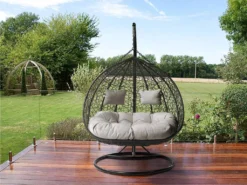 Mirjan24 Hängesessel Opam, Zweisitzer Hängekorb, Stilvoll Gartensessel Mit Stahlskelett (Farbe: Grau / Kissen: Grau) -Grünwelt Exporteren Garten-Winkel 0b751b66ec453355dbfa2c562e9c7ca5