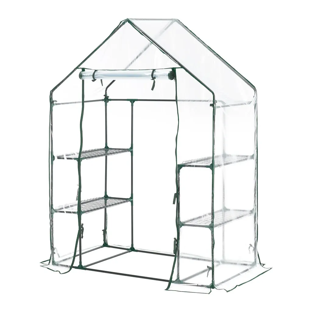Juskys Foliengewächshaus 1 M² Aufrollbare Tür - Gewächshaus Für Tomaten - Stabiles Balkon Treibhaus Mit 4 Ebenen, Großem Eingang, PVC-Abdeckung 7 Juskys Foliengewächshaus 1 M² Aufrollbare Tür - Gewächshaus Für Tomaten - Stabiles Balkon Treibhaus Mit 4 Ebenen, Großem Eingang, PVC-Abdeckung – Bild 7