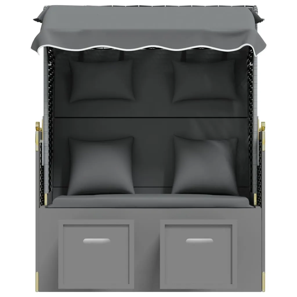 VidaXL Strandkorb Mit Kissen Poly Rattan Massivholz Anthrazit Schwarz 5 VidaXL Strandkorb Mit Kissen Poly Rattan Massivholz Anthrazit Schwarz – Bild 5