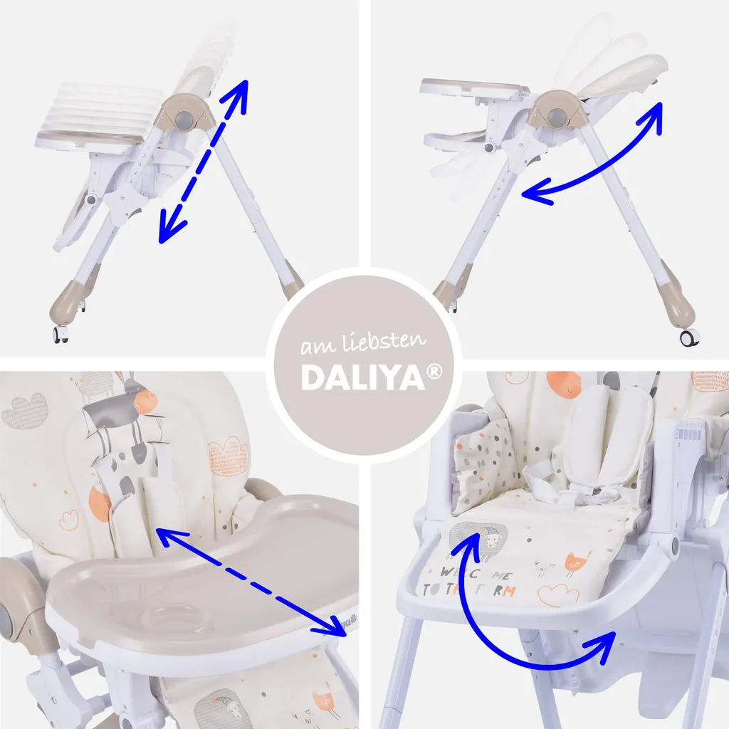 Daliya® SITONMI 3in1 Kinderhochstuhl - Babyliege Kinderstuhl Babystuhl Hochstuhl Mit 4 Räder - Korb - Neugeborenen Einlage 7 Fach Höhenverstellbar ( Beige ) 2 Daliya® SITONMI 3in1 Kinderhochstuhl - Babyliege Kinderstuhl Babystuhl Hochstuhl Mit 4 Räder - Korb - Neugeborenen Einlage 7 Fach Höhenverstellbar ( Beige ) – Bild 2