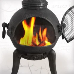 Jago® Terrassenofen Mit Funkenfluggitter - Aus Gußeisen Im Klassischen Design, 108cm Hoch, Inklusive Schürhaken, Funkenschutz - Vintage Gartenofen, Rustikaler Look, Gartenkamin, Feuerstelle, Feuerkorb -Grünwelt Exporteren Garten-Winkel 0c2c4078e20a86ac6d8be67dbd8b5b3f