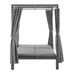 Juskys Doppel Loungebett Kreta - Gartenliege Für 2 Personen - Dach & Rückenlehne Verstellbar - Sonnenliege Für Terrasse, Garten & Balkon - Liege Grau -Grünwelt Exporteren Garten-Winkel 0c4d38721a1f94d98b23bc286dedc12a