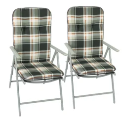 2tlg Hochlehner Polsterauflagen-Set 'Scala' Braun, Grau, Schwarz Kariert