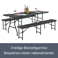 Juskys Bierzeltgarnitur Amberg 3-teilig & Klappbar – 180 X 74 X 74 Cm – 2 Bierbänke & 1 Biertisch In Rattan-Optik Gartenmöbel-Set Festzeltgarnitur -Grünwelt Exporteren Garten-Winkel 0cb57b2a5ade26da940a89ee41f5488e