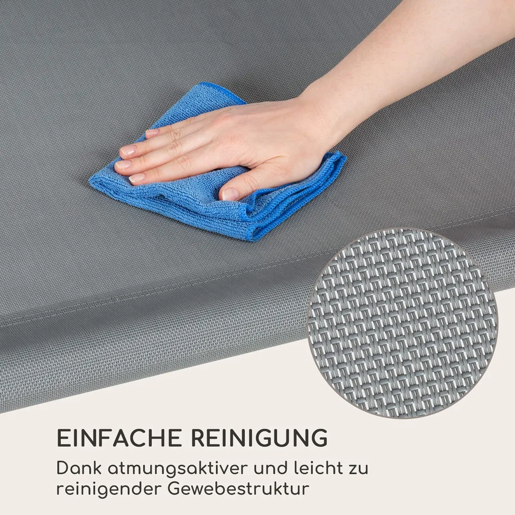 Blumfeldt Palermo - Doppel-Schaukel-Liege, Gartenliege, Stahlrahmen, Sonnendach: 200 X 144 Cm (BxT), Liegefläche: 130 X 207 Cm (BxT), Einfacher Aufbau, 2 Höhenverstellbare Kopfkissen, Grau 8 Blumfeldt Palermo - Doppel-Schaukel-Liege, Gartenliege, Stahlrahmen, Sonnendach: 200 X 144 Cm (BxT), Liegefläche: 130 X 207 Cm (BxT), Einfacher Aufbau, 2 Höhenverstellbare Kopfkissen, Grau – Bild 8