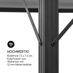 Blumfeldt Pantheon Cortina Pavillon Wasserdicht, Stabil & Winterfest, Terrassenüberdachung Sturmfest, Gartenpavillon Mit Durchsichtigem Festem Dach, Metall-Pergola Mit Hardtop, Pavillon 3x4 M, Schwarz -Grünwelt Exporteren Garten-Winkel 0cdc2733fb86a0fe7027a32b267858d6