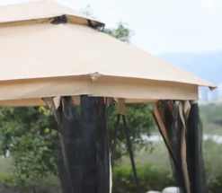 Outsunny Hollywoodschaukel Gartenschaukel Schaukel Mit Seitenwänden 3-Sitzer Beige 230 X 149 X 232cm -Grünwelt Exporteren Garten-Winkel 0d7b77551640506761c8ad592d14eade