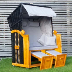 Hoberg 2-Sitzer-Strandkorb (Ostsee) Strandkorb Ostsee XXL Hoberg Volllieger Gartenliege 2-Sitzer Fichtenholz Rollen -Grünwelt Exporteren Garten-Winkel 0db044990a36ecbb940d8608261bf843