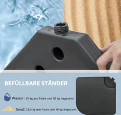 Outsunny Schirmgewicht 4er-Set, Ampelschirmständer Mit 60 Liter Wasser/ 78 Kg Sand Befüllbar, Marktschirmständer, Schirmständer Für Ampelschirm, Schwarz 11 Outsunny Schirmgewicht 4er-Set, Ampelschirmständer Mit 60 Liter Wasser/ 78 Kg Sand Befüllbar, Marktschirmständer, Schirmständer Für Ampelschirm, Schwarz -Grünwelt Exporteren Garten-Winkel 0ec45eeb6b7da55e80aaee8f17ea21a4