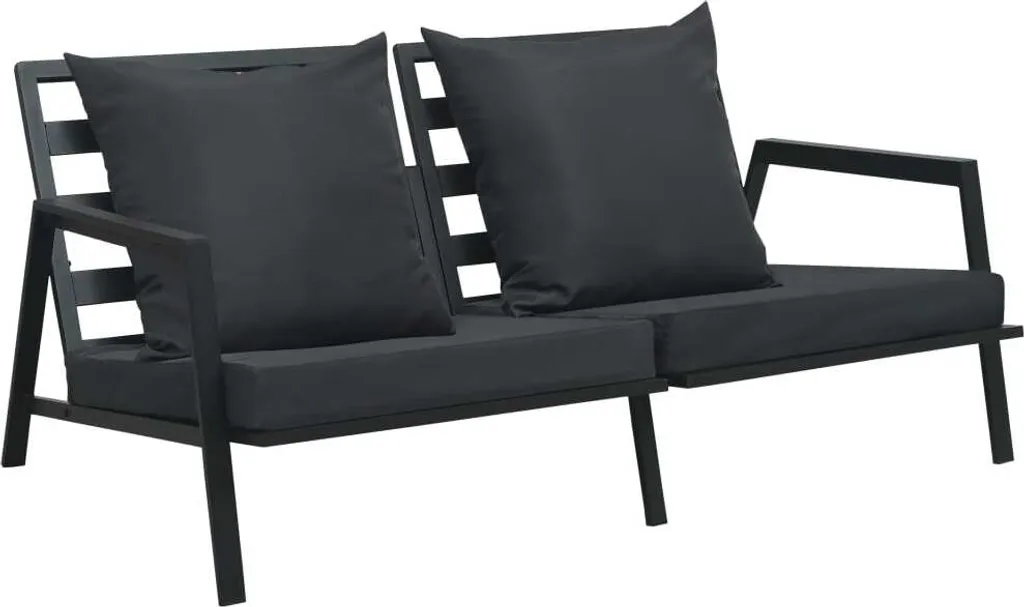 VidaXL 2-Sitzer-Gartensofa Mit Auflagen Dunkelgrau Aluminium 1 VidaXL 2-Sitzer-Gartensofa Mit Auflagen Dunkelgrau Aluminium