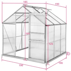 Tectake Gewächshaus Aus Aluminium Mit Fundament - 190 X 185 X 195 Cm -Grünwelt Exporteren Garten-Winkel 0f724d7d010c7a85651c113bc539181b