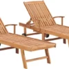 VidaXL Sonnenliegen 2 Stk. Massivholz Teak