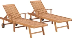 VidaXL Sonnenliegen 2 Stk. Massivholz Teak