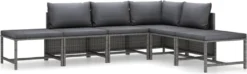VidaXL 6-tlg. Garten-Lounge-Set Mit Kissen Poly Rattan Grau