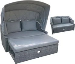 Garden Pleasure Funktionssofa MONTE CARLO Alu / Kunststoffgeflecht Mit Sonnendach 970368 -Grünwelt Exporteren Garten-Winkel 0ffe0075ea6fdc25b104a83d9fd96a0b