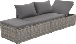 VIDAXL Gartenbett Grau 195×60 Cm Poly Rattan