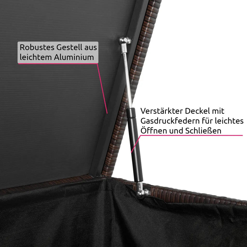 Tectake Auflagenbox Mit Aluminiumgestell Oslo, 145x82,5x79,5cm - Braun 1 Tectake Auflagenbox Mit Aluminiumgestell Oslo, 145x82,5x79,5cm - Braun