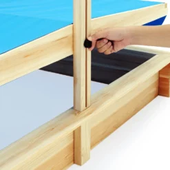Spielwerk Sandkasten Midi Mit Dach Höhenverstellbar Neigbar 120x120cm Sandkiste Holz Natur UV 50+ Sonnenschutz Abdeckung Sandbox Sandspielzeug Kinder -Grünwelt Exporteren Garten-Winkel 1152423c42228a0cc098d228bf2ac8cc